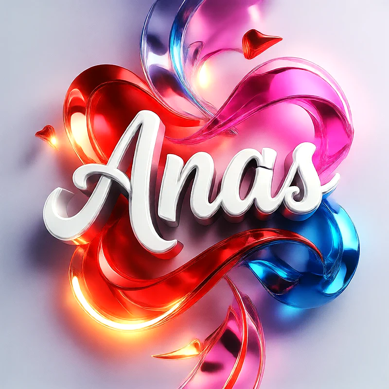 تحميل صورة اسم انس بخط انجليزي أنيق تصميم 3D فاخر للفيسبوك والواتساب