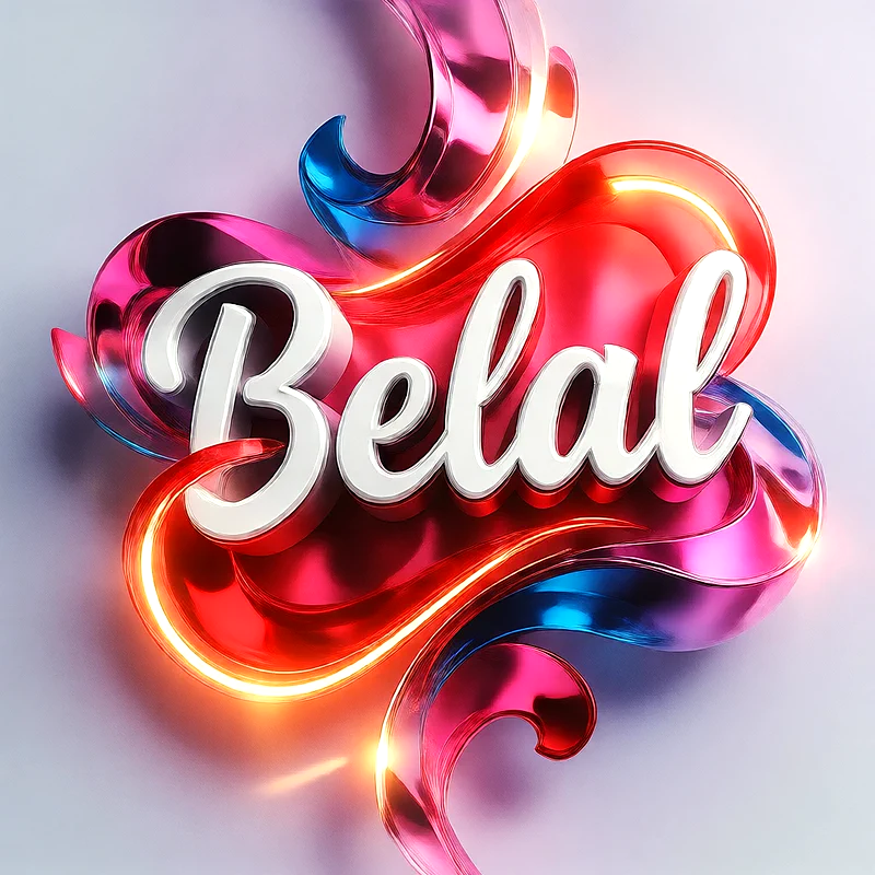 تحميل صورة اسم بلال بخط انجليزي أنيق تصميم 3D فاخر للفيسبوك والواتساب