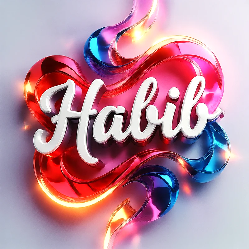 تحميل صورة اسم حبيب بخط انجليزي أنيق تصميم 3D فاخر للفيسبوك والواتساب