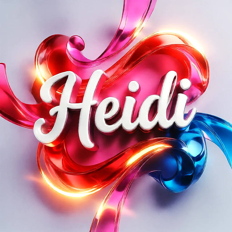 تحميل صورة اسم هايدي بخط انجليزي أنيق تصميم 3D فاخر للفيسبوك والواتساب