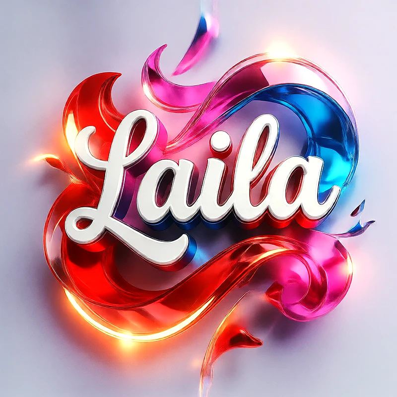 تحميل صورة اسم ليلى بخط انجليزي أنيق تصميم 3D فاخر للفيسبوك والواتساب