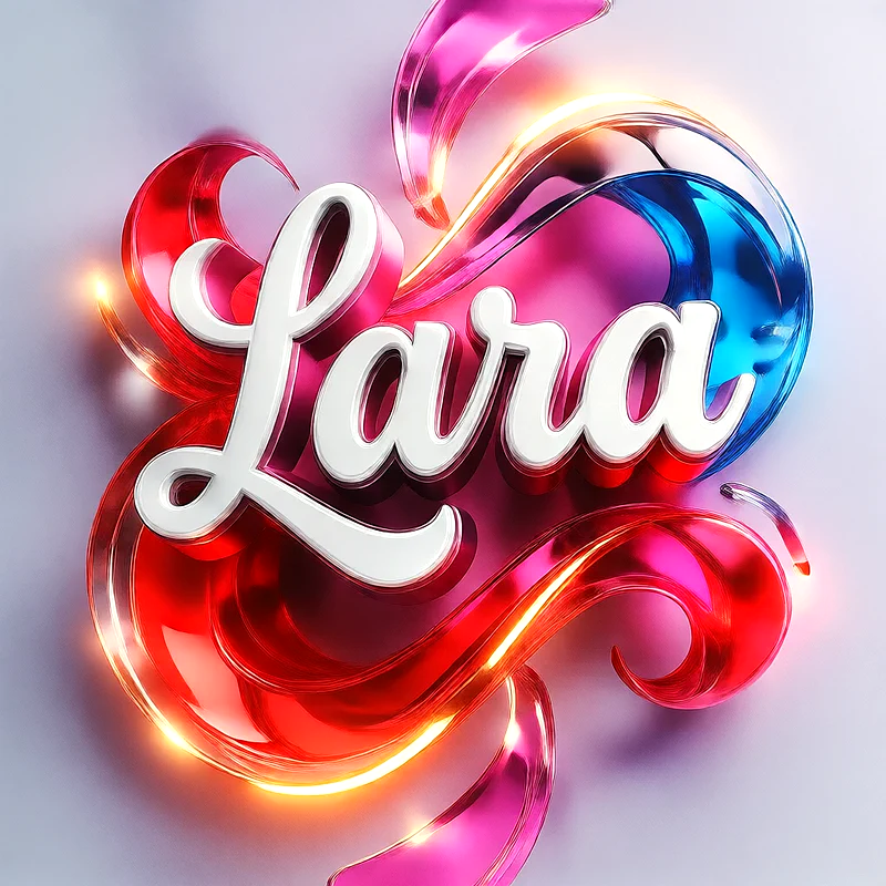 تحميل صورة اسم لارا بخط انجليزي أنيق تصميم 3D فاخر للفيسبوك والواتساب