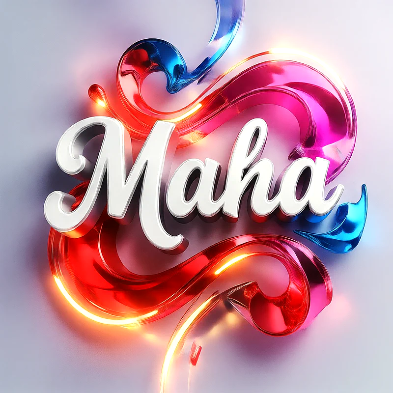 تحميل صورة اسم مها بخط انجليزي أنيق تصميم 3D فاخر للفيسبوك والواتساب