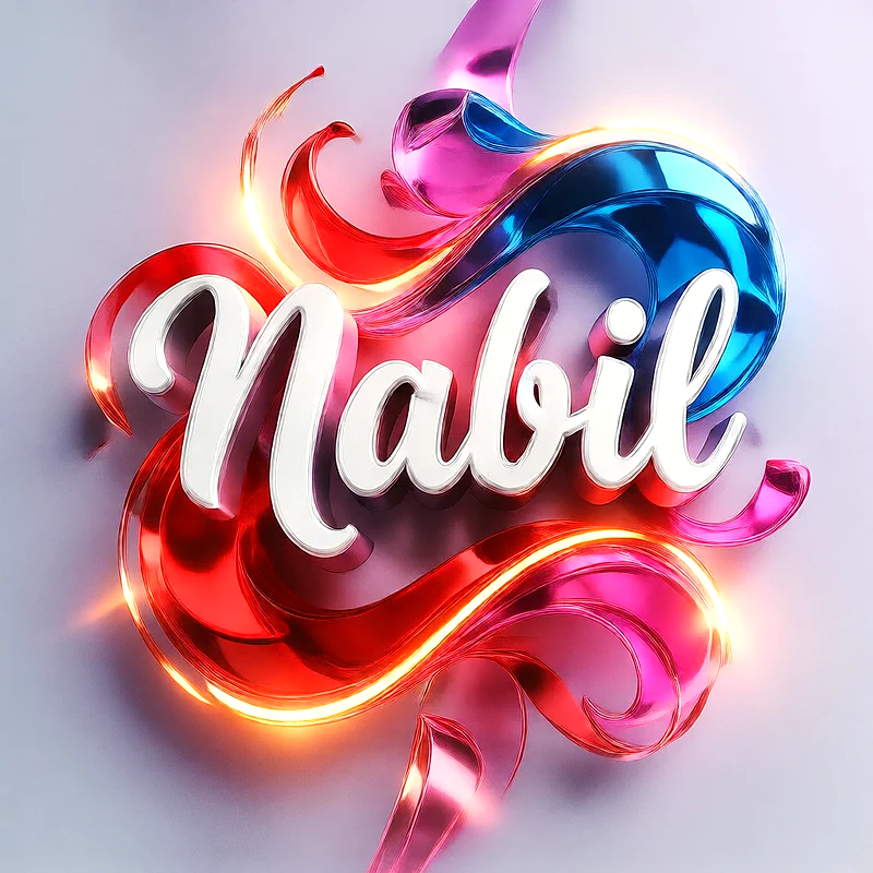 تحميل صورة اسم نبيل بخط انجليزي أنيق تصميم 3D فاخر للفيسبوك والواتساب
