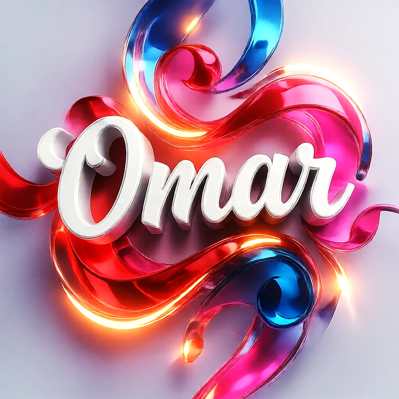 تحميل صورة اسم عمر بخط انجليزي أنيق تصميم 3D فاخر للفيسبوك والواتساب