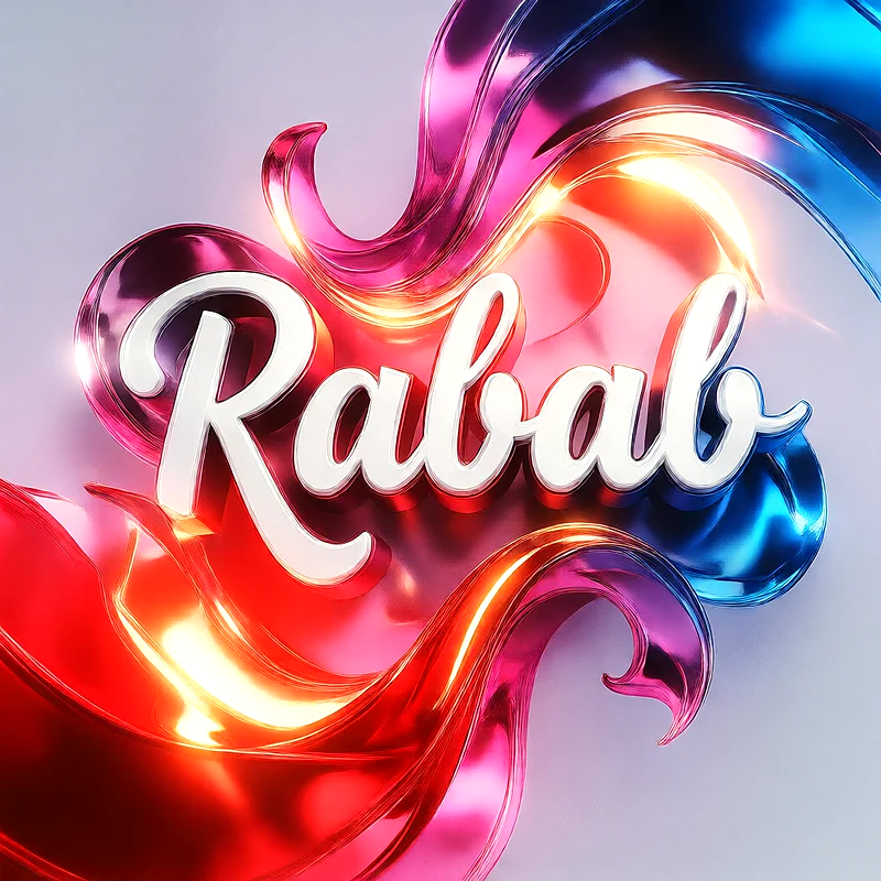 تحميل صورة اسم رباب بخط انجليزي أنيق تصميم 3D فاخر للفيسبوك والواتساب
