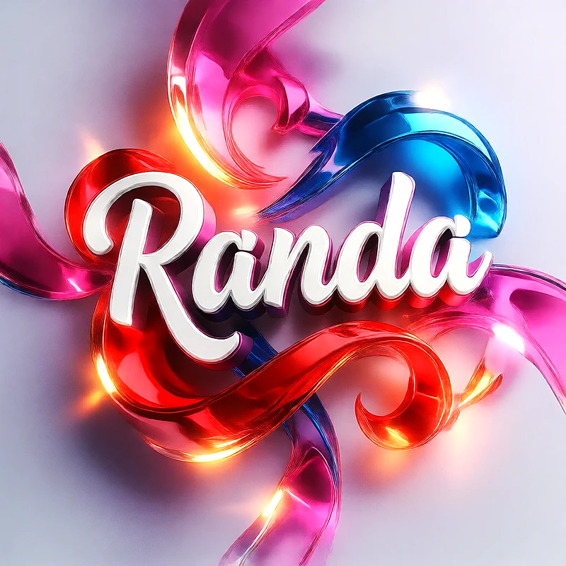 تحميل صورة اسم رندا بخط انجليزي أنيق تصميم 3D فاخر للفيسبوك والواتساب