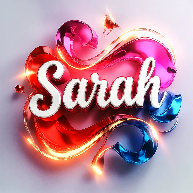 تحميل صورة اسم سارة بخط انجليزي أنيق تصميم 3D فاخر للفيسبوك والواتساب