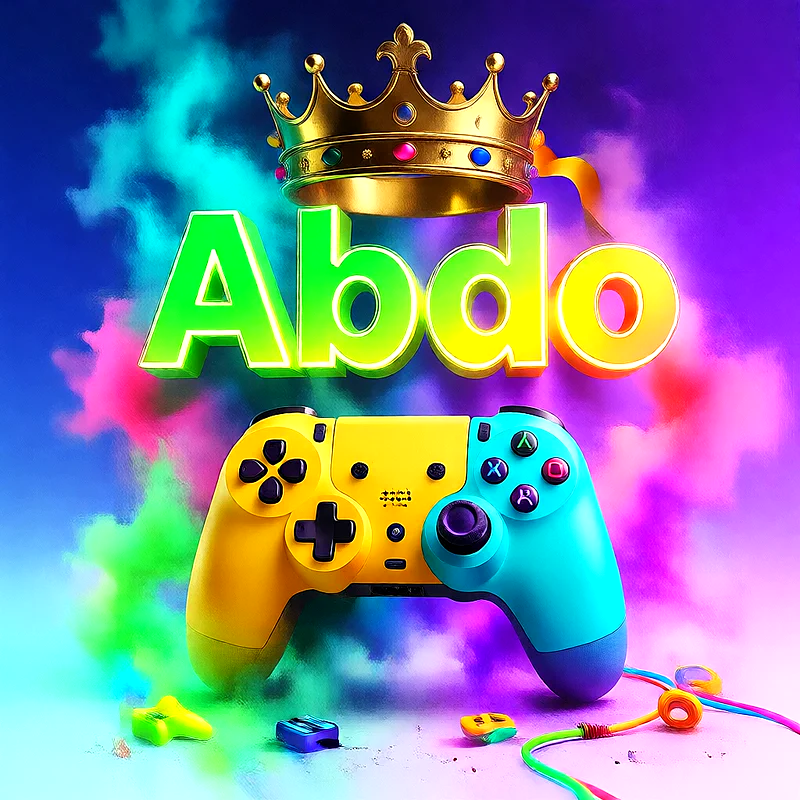 صورة اسم عبده بتاج ذهبي على يد تحكم ألعاب بلاى ستيشن | تصميم جيمنج 3D للفيسبوك والواتساب