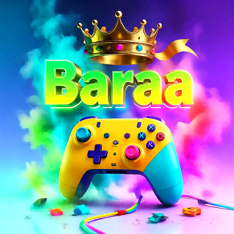 صورة اسم براء بتاج ذهبي على يد تحكم ألعاب بلاى ستيشن | تصميم جيمنج 3D للفيسبوك والواتساب