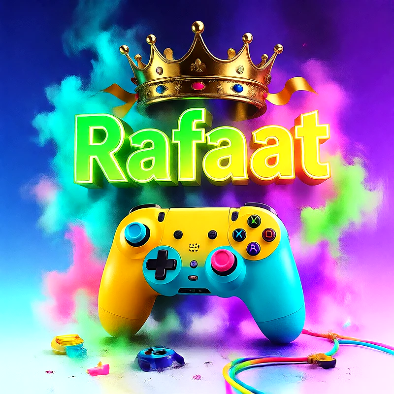 صورة اسم رفعت بتاج ذهبي على يد تحكم ألعاب بلاى ستيشن | تصميم جيمنج 3D للفيسبوك والواتساب