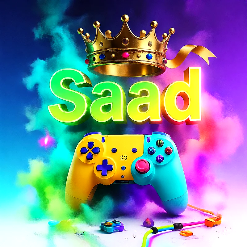 صورة اسم سعد بتاج ذهبي على يد تحكم ألعاب بلاى ستيشن | تصميم جيمنج 3D للفيسبوك والواتساب