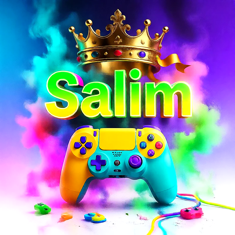 صورة اسم سليم بتاج ذهبي على يد تحكم ألعاب بلاى ستيشن | تصميم جيمنج 3D للفيسبوك والواتساب