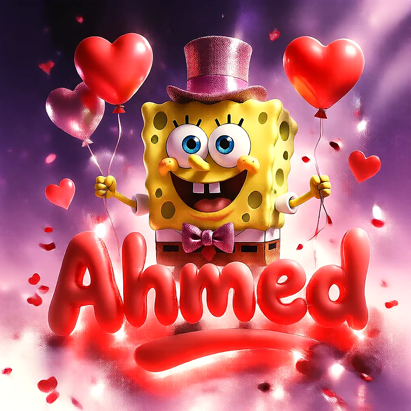 اجمل صور رومانسية لاسم احمد بالبالونات الحمراء | تصميم رومانسي | تصاميم مميزة للفيسبوك والإنستجرام