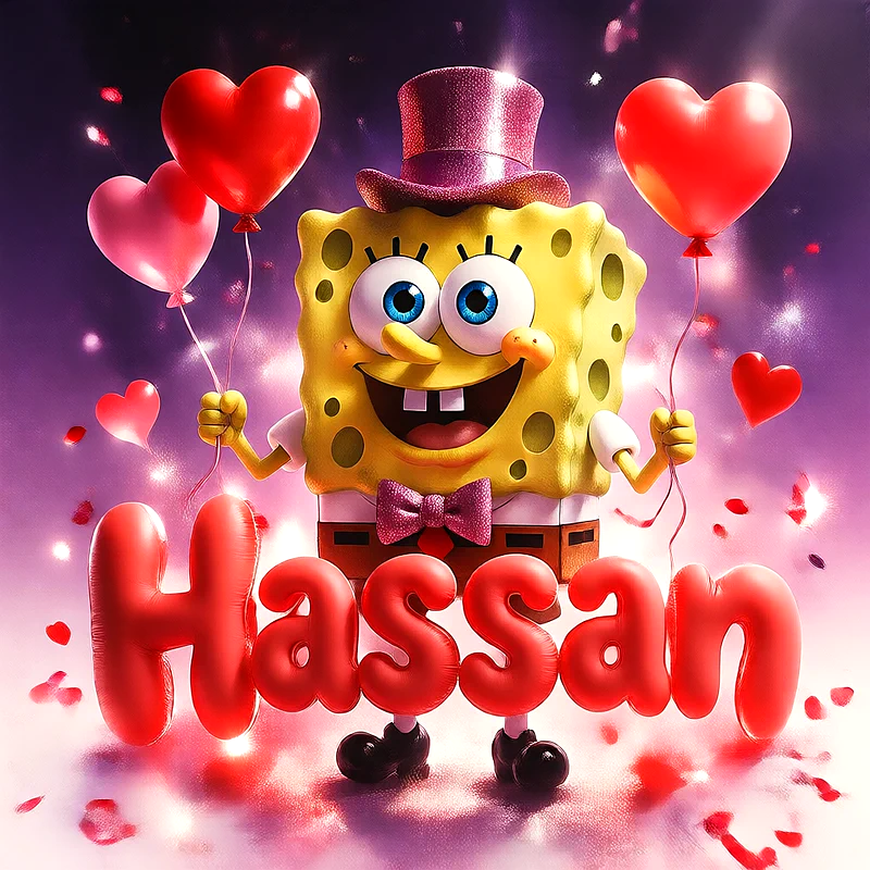 اجمل صور رومانسية لاسم حسن بالبالونات الحمراء | تصميم رومانسي | تصاميم مميزة للفيسبوك والإنستجرام