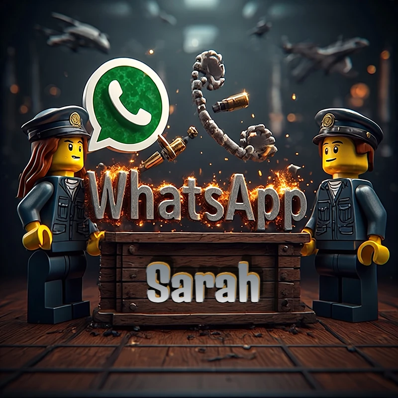تحميل صورة اسم سارة بشخصية ليغو عسكرية مع شعار واتساب صور للوتساب