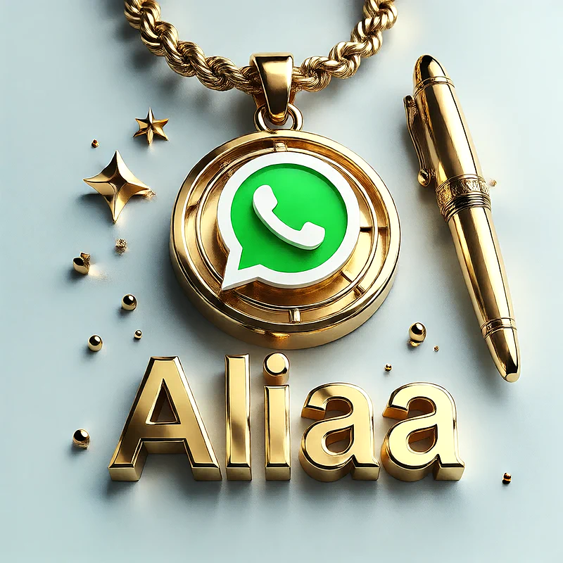 تصميم ذهبي فاخر لاسم علياء مع شعار واتساب وقلم أنيق | صور للواتساب
