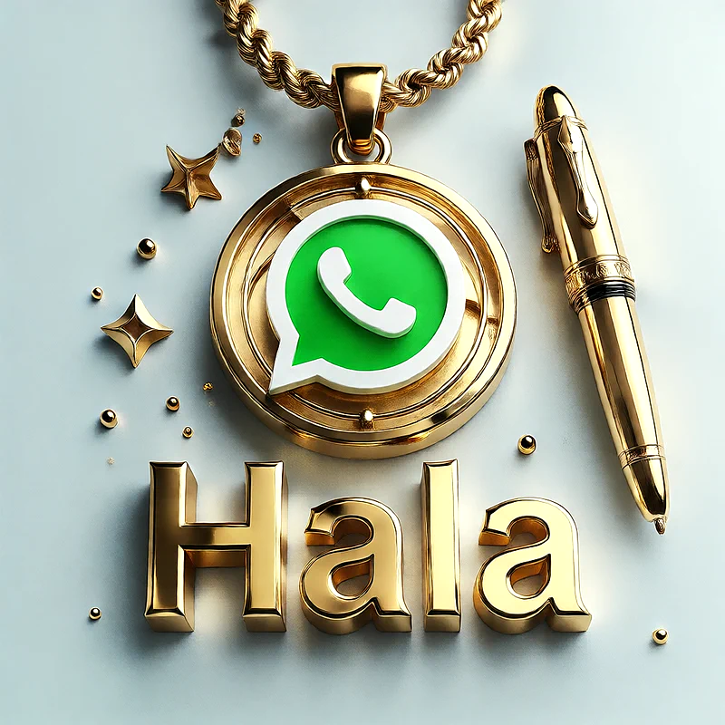 تصميم ذهبي فاخر لاسم حلا مع شعار واتساب وقلم أنيق | صور للواتساب