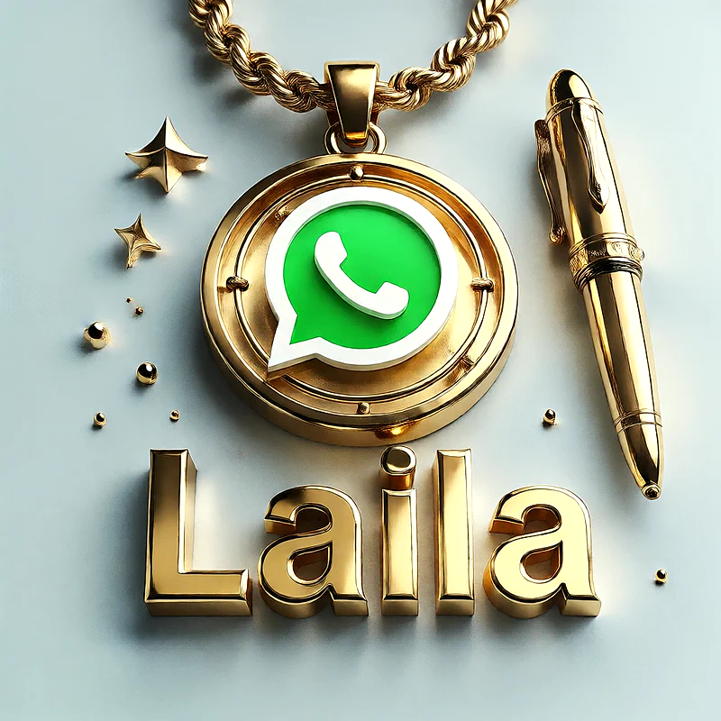 تصميم ذهبي فاخر لاسم ليلى مع شعار واتساب وقلم أنيق | صور للواتساب