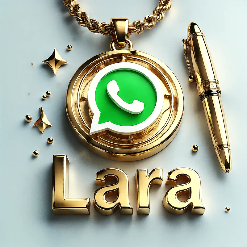 تصميم ذهبي فاخر لاسم لارا مع شعار واتساب وقلم أنيق | صور للواتساب