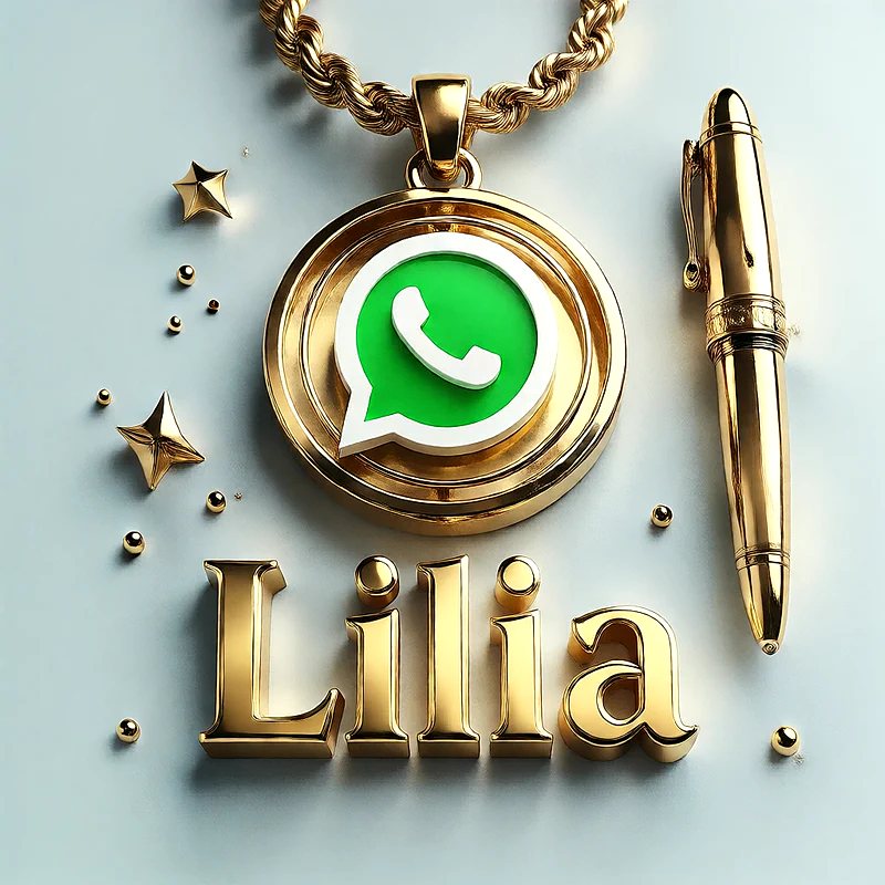 تصميم ذهبي فاخر لاسم ليليا مع شعار واتساب وقلم أنيق | صور للواتساب
