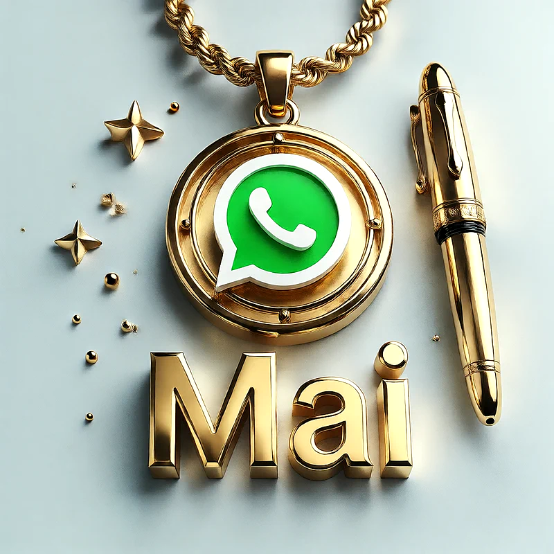 تصميم ذهبي فاخر لاسم مي مع شعار واتساب وقلم أنيق | صور للواتساب